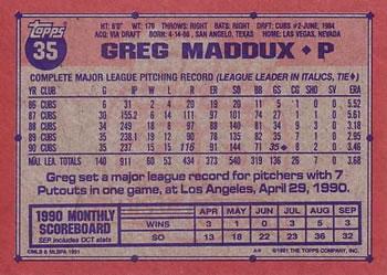 1991 Topps - Desert Shield #35 Greg Maddux Back