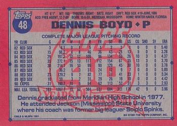 1991 Topps - Desert Shield #48 Dennis Boyd Back