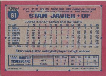 1991 Topps - Desert Shield #61 Stan Javier Back