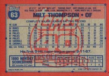 1991 Topps - Desert Shield #63 Milt Thompson Back