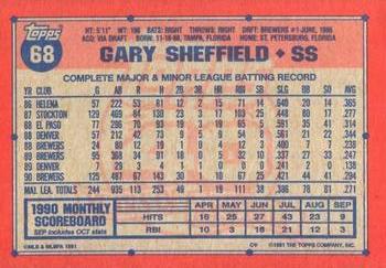 1991 Topps - Desert Shield #68 Gary Sheffield Back