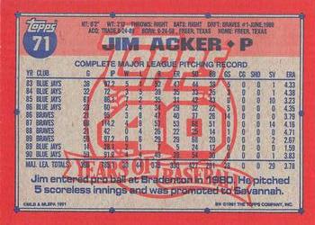 1991 Topps - Desert Shield #71 Jim Acker Back