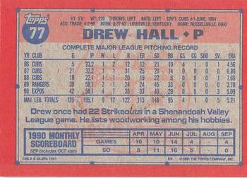 1991 Topps - Desert Shield #77 Drew Hall Back