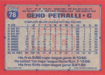 1991 Topps - Desert Shield #78 Geno Petralli Back
