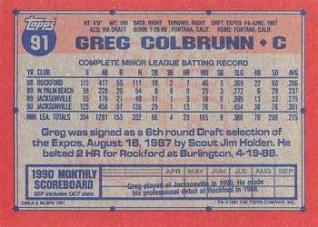 1991 Topps - Desert Shield #91 Greg Colbrunn Back