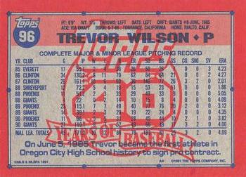 1991 Topps - Desert Shield #96 Trevor Wilson Back