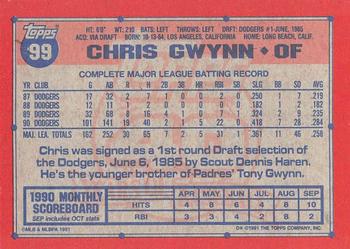 1991 Topps - Desert Shield #99 Chris Gwynn Back