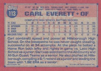 1991 Topps - Desert Shield #113 Carl Everett Back