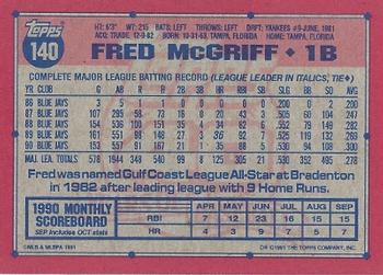 1991 Topps - Desert Shield #140 Fred McGriff Back