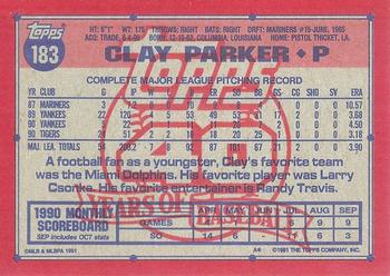 1991 Topps - Desert Shield #183 Clay Parker Back