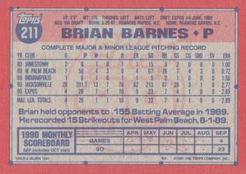 1991 Topps - Desert Shield #211 Brian Barnes Back