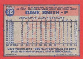 1991 Topps - Desert Shield #215 Dave Smith Back