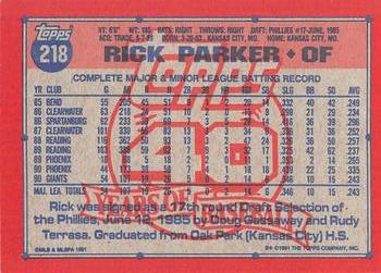 1991 Topps - Desert Shield #218 Rick Parker Back