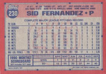 1991 Topps - Desert Shield #230 Sid Fernandez Back