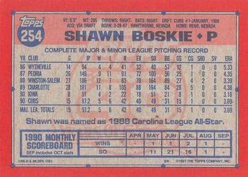 1991 Topps - Desert Shield #254 Shawn Boskie Back