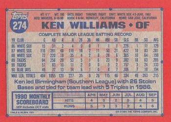 1991 Topps - Desert Shield #274 Ken Williams Back