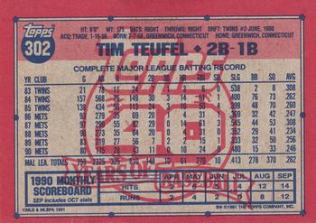 1991 Topps - Desert Shield #302 Tim Teufel Back