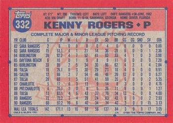 1991 Topps - Desert Shield #332 Kenny Rogers Back