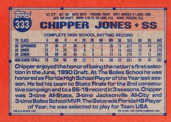 1991 Topps - Desert Shield #333 Chipper Jones Back