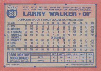 1991 Topps - Desert Shield #339 Larry Walker Back