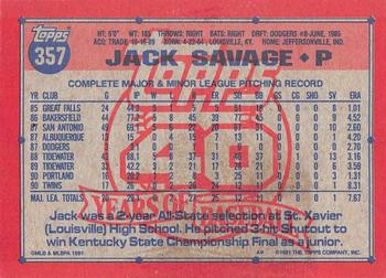 1991 Topps - Desert Shield #357 Jack Savage Back