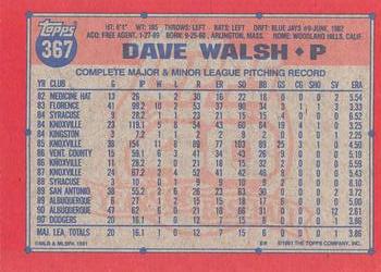 1991 Topps - Desert Shield #367 Dave Walsh Back
