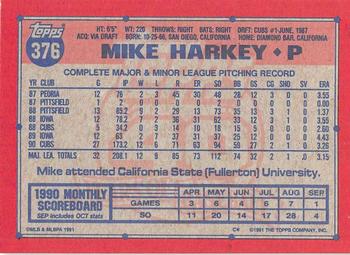 1991 Topps - Desert Shield #376 Mike Harkey Back