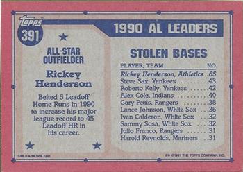 1991 Topps - Desert Shield #391 Rickey Henderson Back