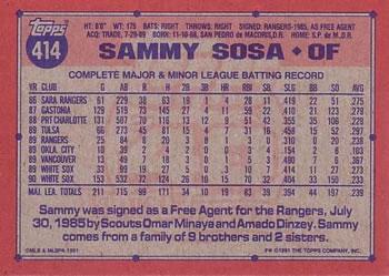 1991 Topps - Desert Shield #414 Sammy Sosa Back