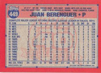 1991 Topps - Desert Shield #449 Juan Berenguer Back