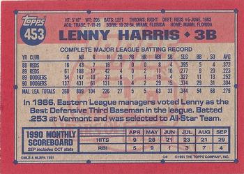 1991 Topps - Desert Shield #453 Lenny Harris Back
