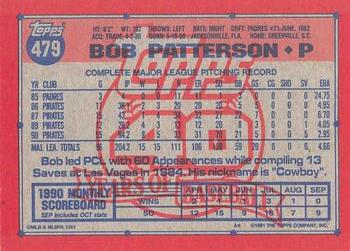 1991 Topps - Desert Shield #479 Bob Patterson Back