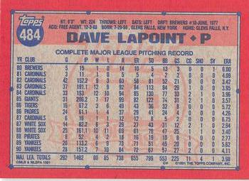1991 Topps - Desert Shield #484 Dave LaPoint Back