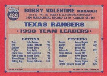 1991 Topps - Desert Shield #489 Bobby Valentine Back