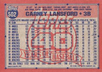 1991 Topps - Desert Shield #502 Carney Lansford Back