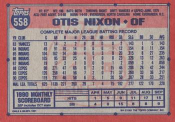 1991 Topps - Desert Shield #558 Otis Nixon Back