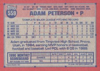 1991 Topps - Desert Shield #559 Adam Peterson Back