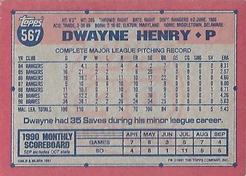 1991 Topps - Desert Shield #567 Dwayne Henry Back