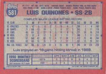 1991 Topps - Desert Shield #581 Luis Quinones Back