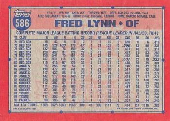 1991 Topps - Desert Shield #586 Fred Lynn Back