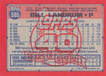 1991 Topps - Desert Shield #595 Bill Landrum Back