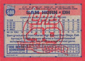 1991 Topps - Desert Shield #598 Sam Horn Back