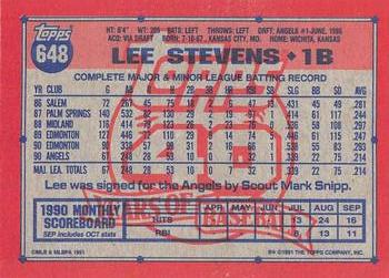 1991 Topps - Desert Shield #648 Lee Stevens Back