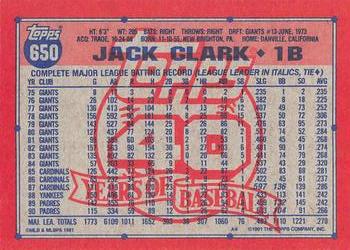 1991 Topps - Desert Shield #650 Jack Clark Back