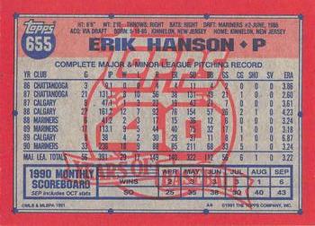 1991 Topps - Desert Shield #655 Erik Hanson Back