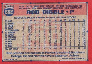 1991 Topps - Desert Shield #662 Rob Dibble Back