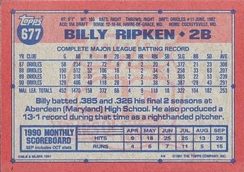 1991 Topps - Desert Shield #677 Billy Ripken Back
