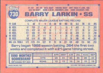 1991 Topps - Desert Shield #730 Barry Larkin Back
