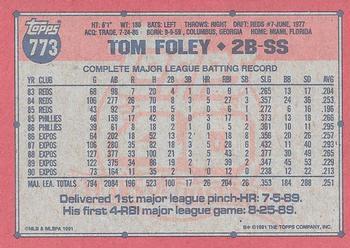 1991 Topps - Desert Shield #773 Tom Foley Back