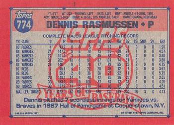 1991 Topps - Desert Shield #774 Dennis Rasmussen Back